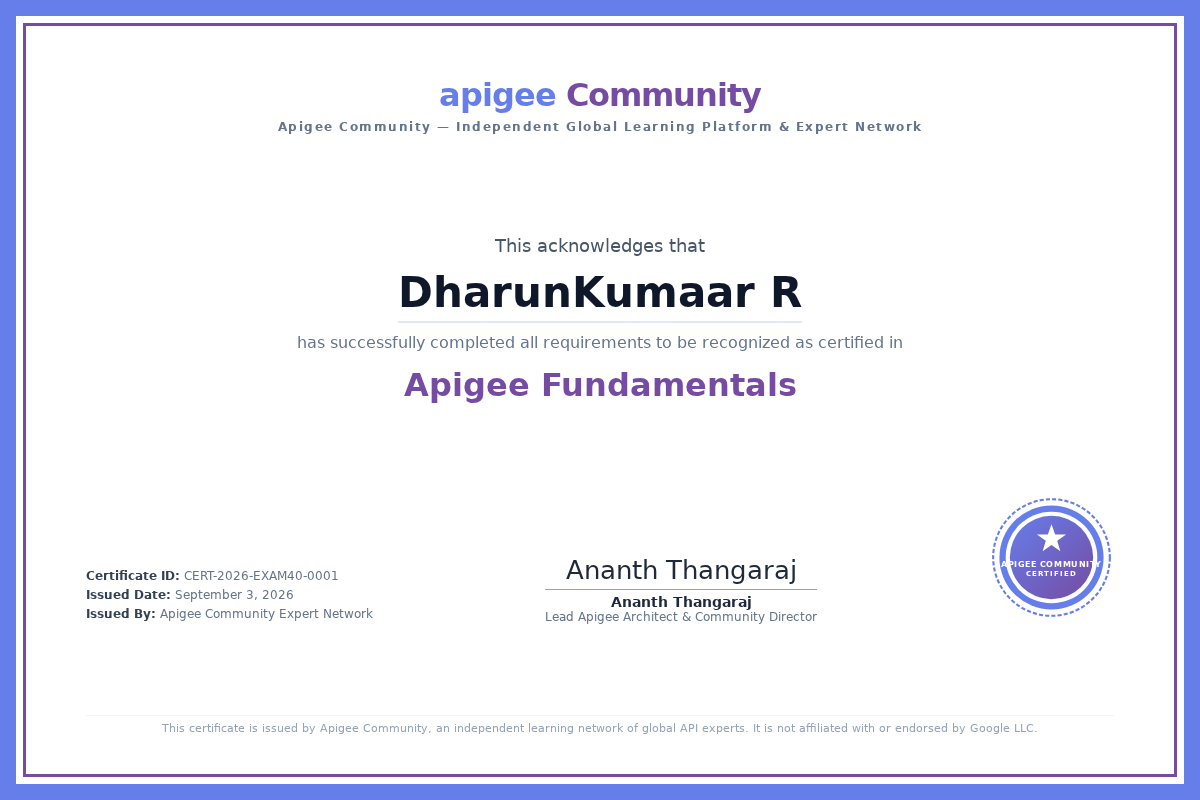Apigee Fundamentals — Certificate
